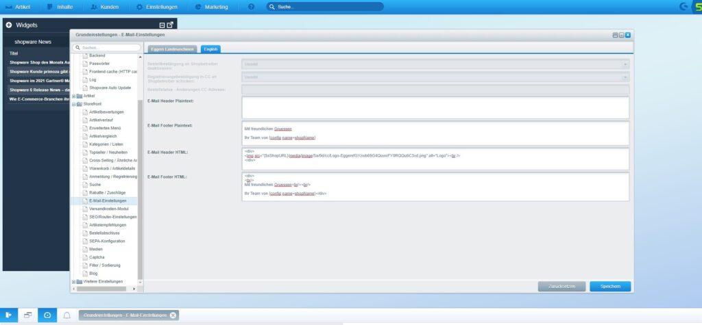 Original Emailvorlage Englisch